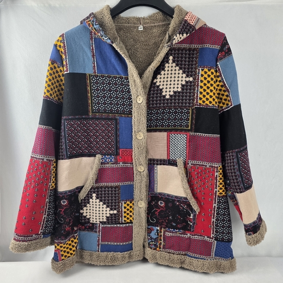Colorful Patchwork Teddy Jacket - Picture 2 of 4